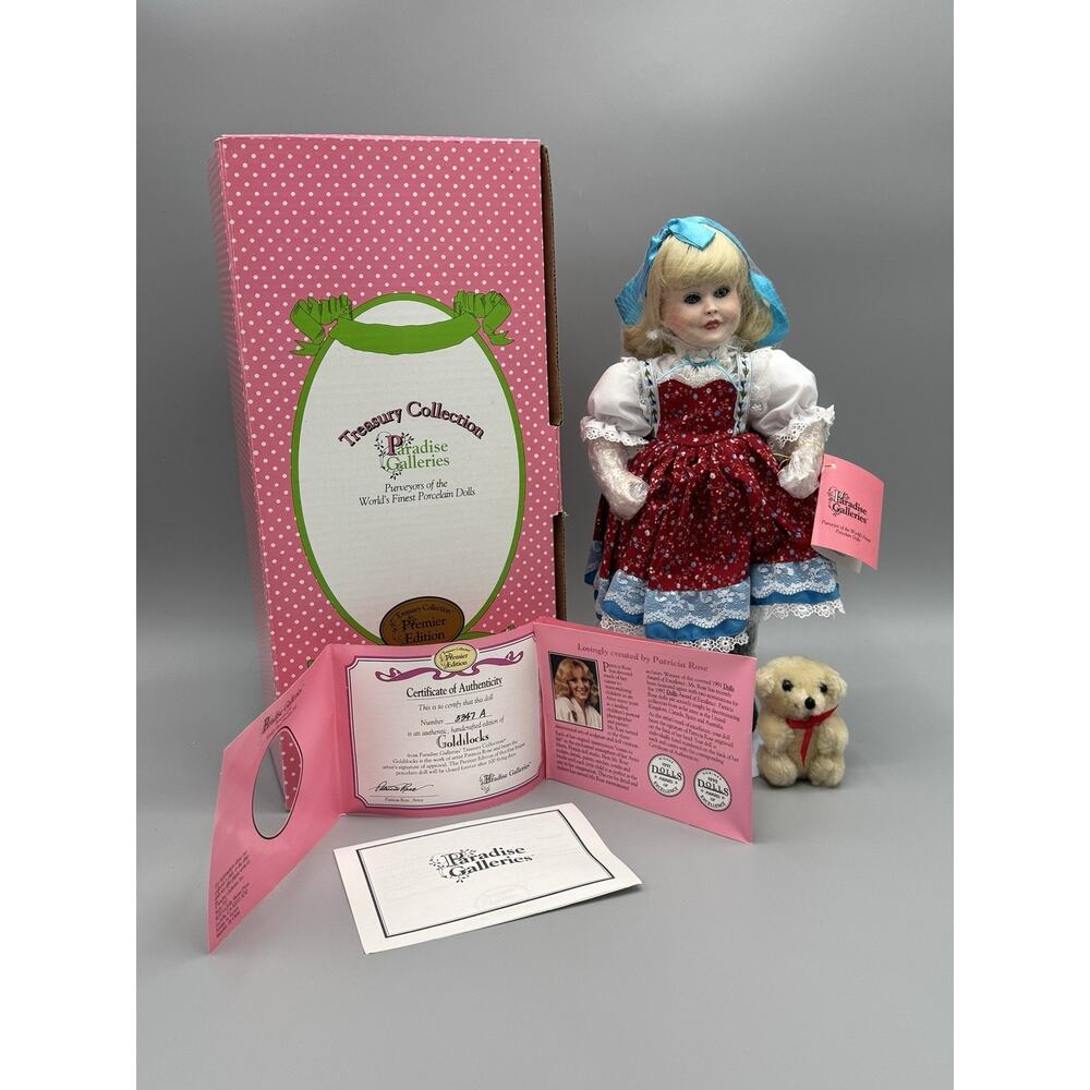 Vintage Paradise‎ Galleries Goldilocks Porcelain Doll 12 Inch W/ Box & COA